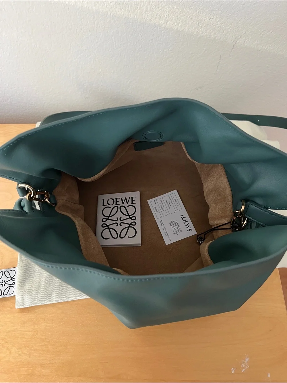 Brand New Loewe Dark Green Flamenco Knot Shoulder Bag